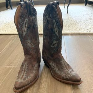 Women’s real brown leather cowboy boots